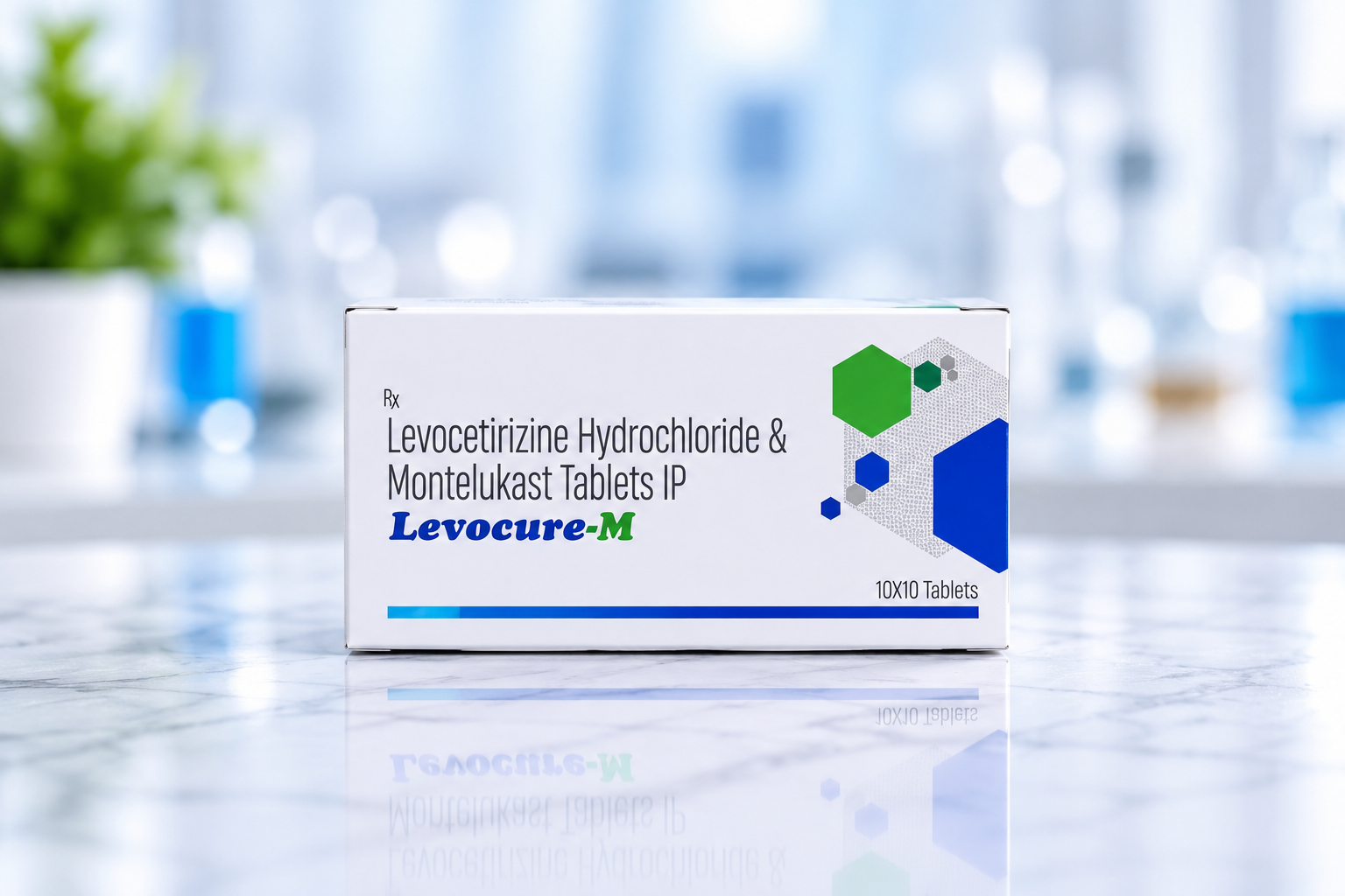 LEVOCURE-M - Montelukast Sodium & Levocetirizine HCl Tablets LEVOCURE-M (Montelukast Sodium & Levocetirizine HCl Tablets) - Allergy Care pharmaceutical packaging by RexCure Pharma