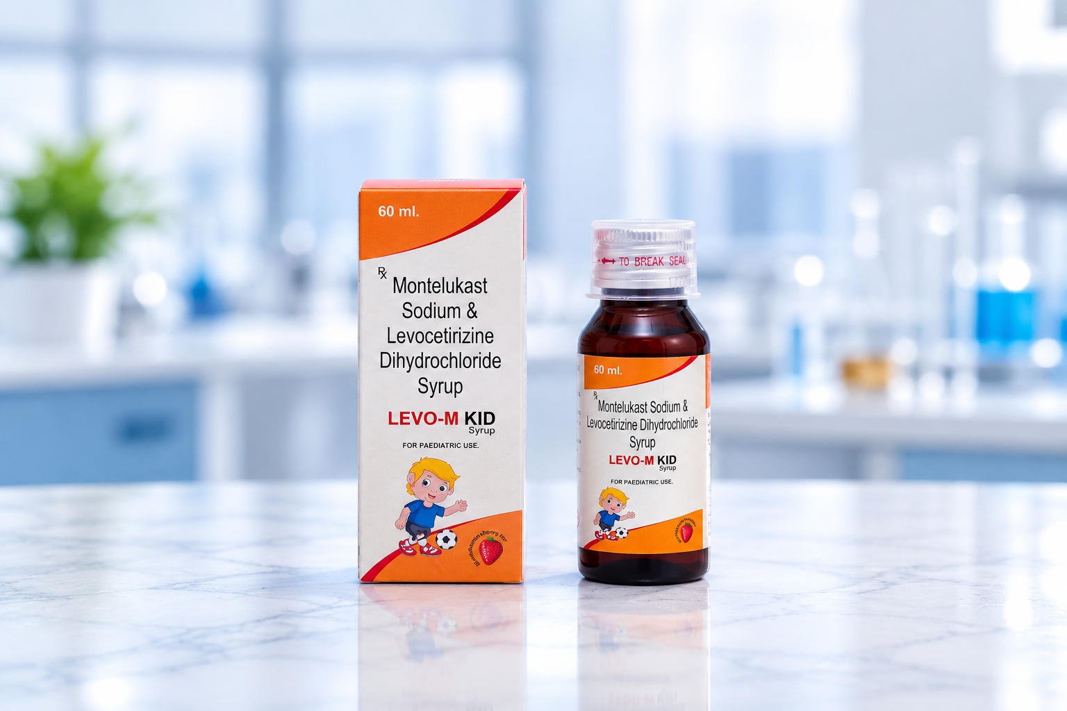 LEVO-M KID (Montelukast Sodium & Levocetirizine Dihydrochloride Syrup) packaging view 2