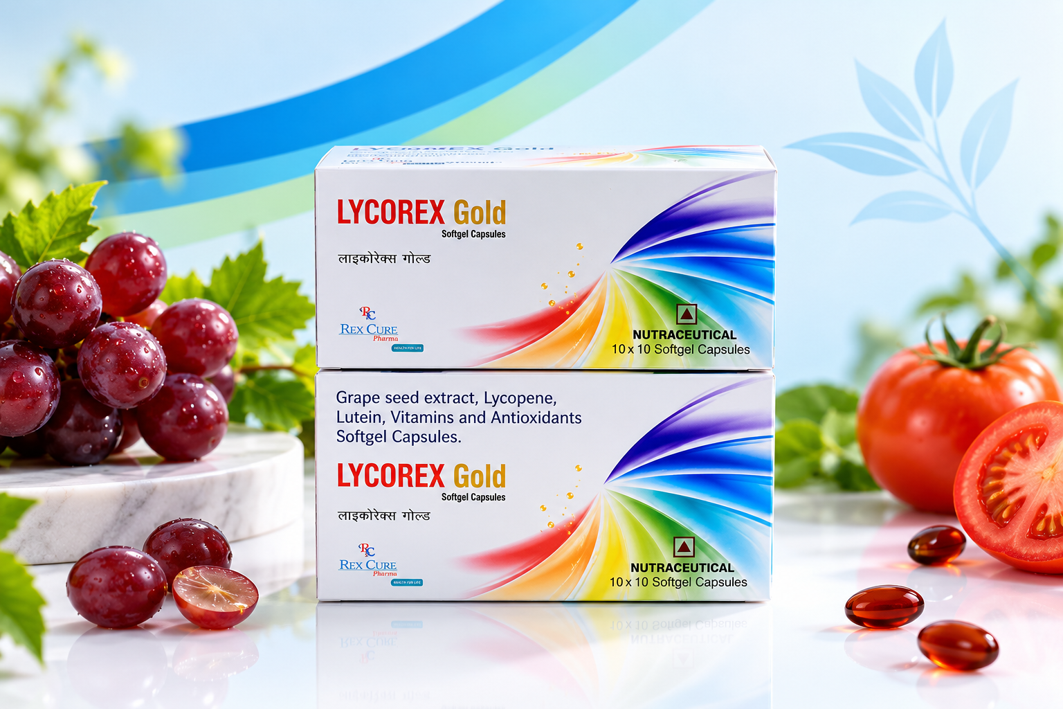 LYCOREX Gold (Lycopene, Lutein, Grape Seed Extract with Multivitamins) packaging view 2