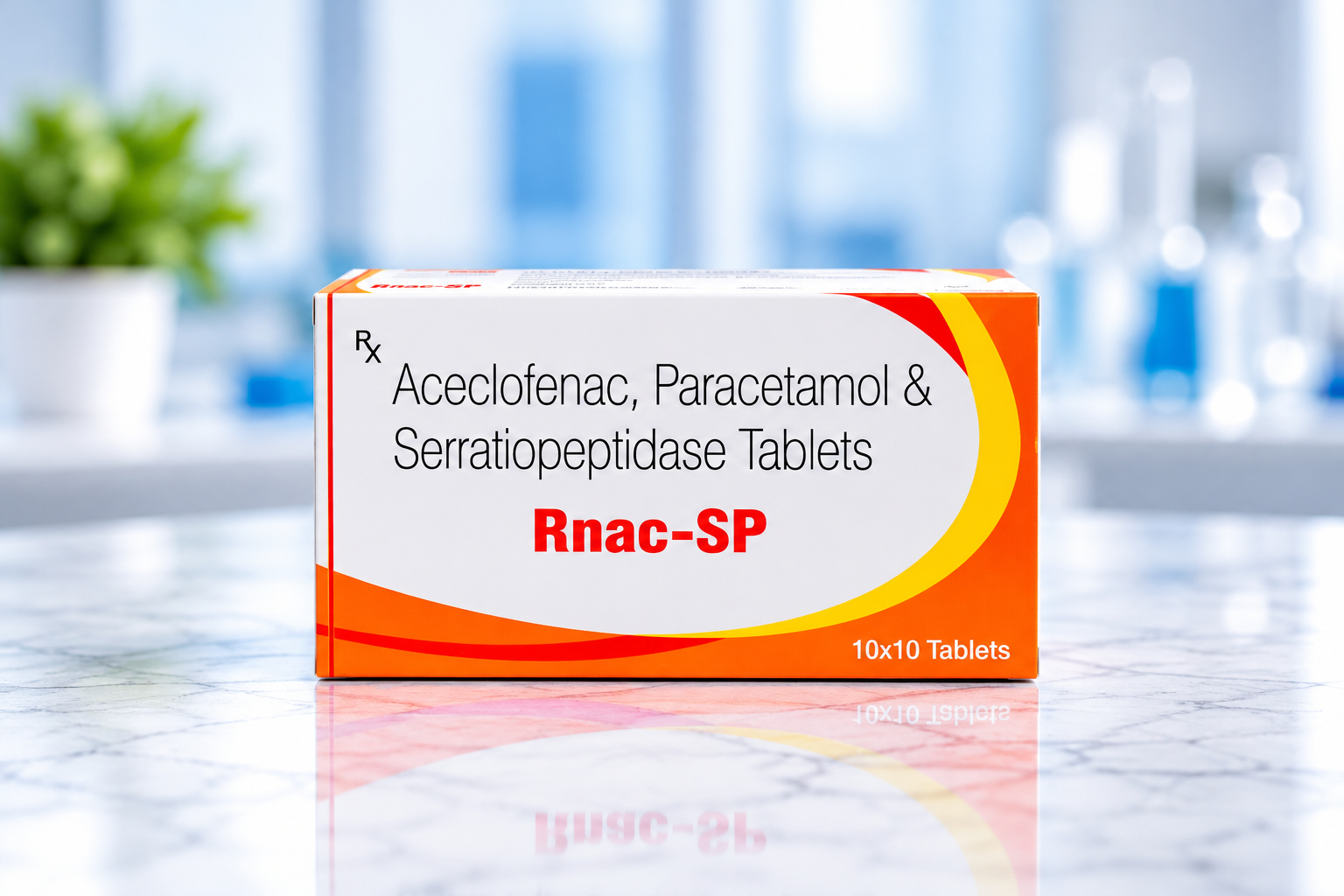 RNAC-SP (Aceclofenac, Paracetamol & Serratiopeptidase Tablets) packaging view 2